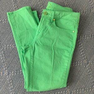 C. Wonder bright green skinny crop jeans, size 28